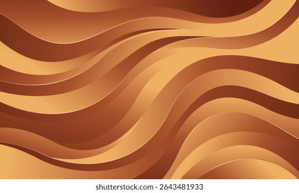 Abstract bronze luxury wave background with gold accents. Elegant metallic design style for templates, banners, covers, sales, business, events, awards, websites, pages, and more