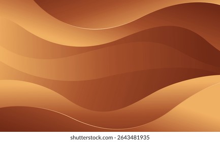 Abstract bronze luxury wave background with gold accents. Elegant metallic design style for templates, banners, covers, sales, business, events, awards, websites, pages, and more