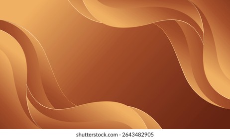 Abstract bronze luxury wave background with gold accents. Elegant wallpaper design for templates, banners, covers, sales, business, events, awards, websites, pages, and more
