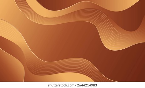 Abstract bronze luxury wave background with gold accents. Elegant wallpaper design for templates, banners, covers, sales, business, events, awards, websites, pages, and more