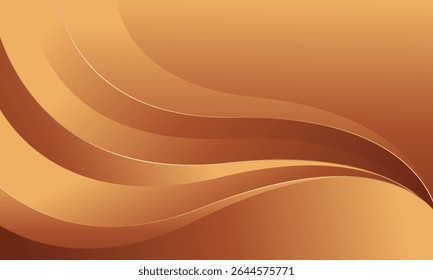 Abstract bronze luxury wave background with gold accents. Elegant metallic design style for templates, banners, covers, sales, business, events, awards, websites, pages, and more