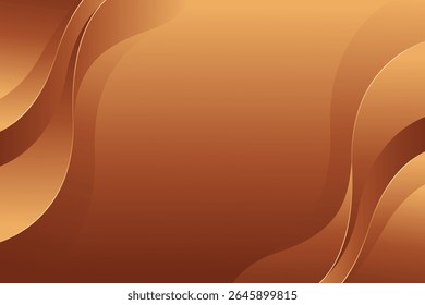 Abstract bronze luxury wave background with gold accents. Elegant metallic design style for templates, banners, covers, sales, business, events, awards, websites, pages, and more