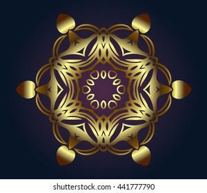 Abstract bronze metallic flower flame pattern with green Decorative oriental gold background