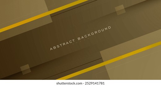 Modelo de fundo 3D marrom abstrato com linha de ouro, sombra e luzes. Sobrepor o plano de fundo com um design de padrão simples. Vetor Eps10