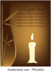 Abstract brown background with bamboo shoots and melted a candle
