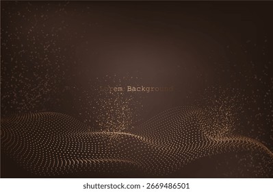 Abstract brown background. Big Data Particle Flow Visualisation. Science infographic futuristic illustration. Sound visualization. Cryptocurrency fintech network blockchain and programming concept.
