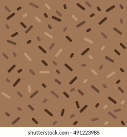 Abstract brown background with confetti. Vector seamless pattern with geometric figures. Hipster fill. Color image. Holiday composition. Multipurpose backdrop. Stocking up for the holidays, workspace