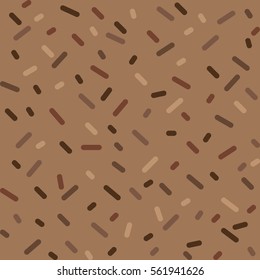 Abstract brown background with confetti. Vector seamless pattern with geometric figures. Hipster fill. Color image. Holiday composition. Multipurpose backdrop. Stocking up for the holidays, workspace