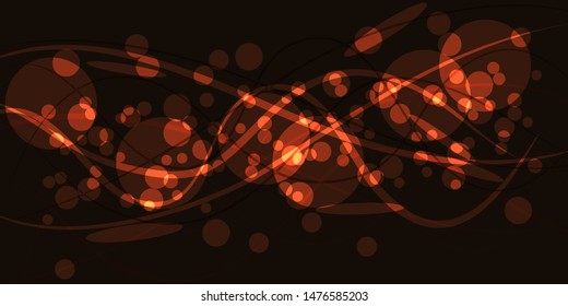 Abstract brown background with ellipses and curved lines in orange hue.
