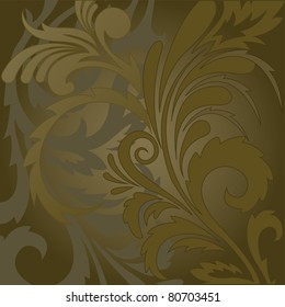 abstract brown background with floral ornaments