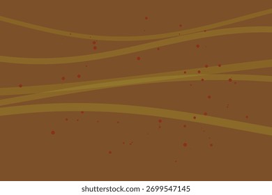 Abstract brown background with flowing golden waves and scattered red dots, conveying organic texture and subtle movement.