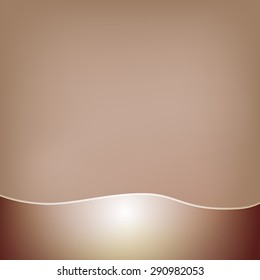 Abstract brown background with a glossy wavy frill at the bottom