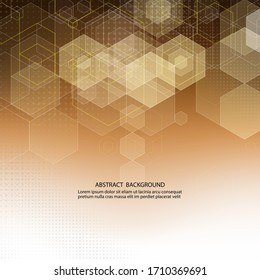 Abstract brown background, hexagonal shapes. Vector illustration