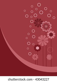 abstract brown background with many blossoms, vector card