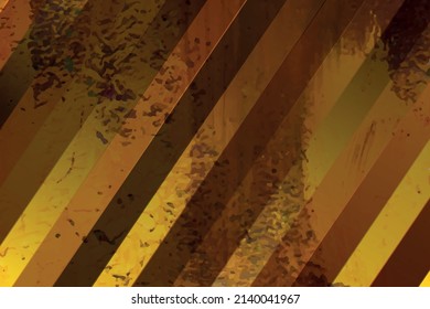 Abstract brown background with paper cut abstract geometric shapes. Dynamic colorful diagonal line. Design for poster, banner, card. 3D grunge paper images. Copy space.