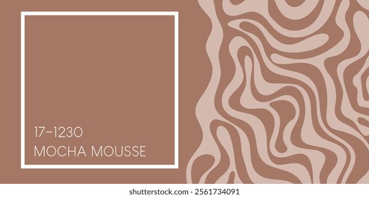 Abstract brown background with square frame Mocha Mousse color of the year 2025. Vector
