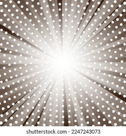 Abstract brown background with sun ray and dots. Summer vector illustration for design