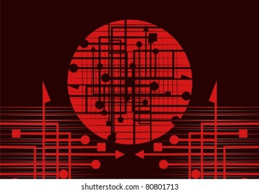 Abstract brown background with tech design