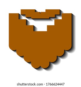 Abstracto barba y bigote marrón sobre fondo blanco y sombra negra, signo para diseño, ilustración vectorial