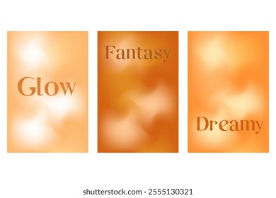 Abstract brown, beige color poster set, smooth blurred gradient background. Coffee shade liquid poster with copy space. Great for technology, beauty presentations