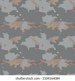 Abstract brown, beige and grey background as UFO camouflage. Seamless repeat light pattern usable as urban camo, wallpaper, backdrop or for print for textile or wrapping paper