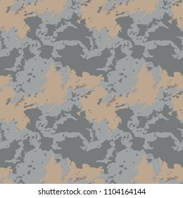 Abstract brown, beige and grey background as UFO camouflage. Seamless repeat light pattern usable as urban camo, wallpaper, backdrop or for print for textile or wrapping paper