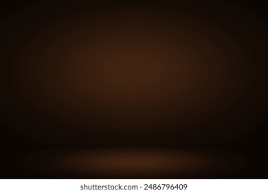 Abstrakter braun-schwarzer Hintergrund, glatter unscharfer Hintergrund wie in einem Saal mit Scheinwerfern, die auf dem Boden oder auf der Bühne leuchten, Vektorillustration