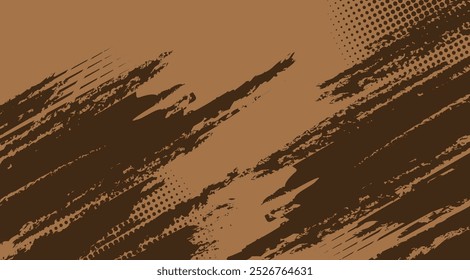 Abstract brown brush stroke. Halftone color speed line style. Banner design background template