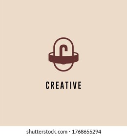 abstract brown capsule C logotype simple design concept.