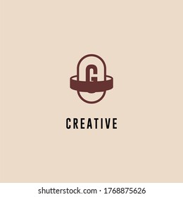 abstract brown capsule G logotype simple design concept.