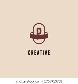 abstract brown capsule P logotype simple design concept.