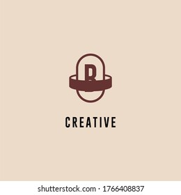 abstraktes braunes Kapsel-R-Logo, einfaches Design-Konzept.