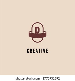 abstract brown capsule R logotype simple design concept.