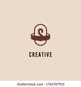 cápsula marrón abstracta concepto de diseño simple con logotipo S.