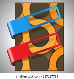 Abstract brown circle background flyer design with sticker