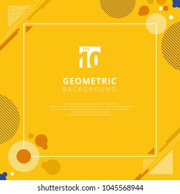 Abstract brown circle geometric pattern design on yellow mustard color background with copy space. Use for modern design, cover, poster, template, decorated, brochure, flyer.