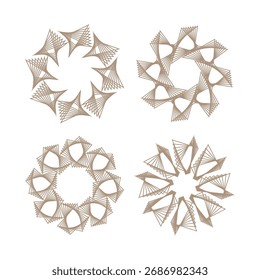 Abstract brown circle triangle lines art decoration isolated flat style design vector illustration on white background.