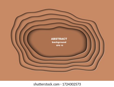 Abstract brown color background design in modern paper cut style