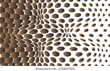 Abstract brown colour gradient polka dot halftone envolbe wave distorted pattern background suitable for fashion textiles, graphics