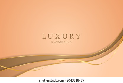 Abstract brown and cream curves with elegant golden lines on brown background. vector illustration about elegant modern template design
