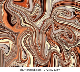 Remolino de mármol líquido marrón y crema Abstractas, fondo de textura fluida de lujo, patrón de flujo orgánico, fondo de arte digital moderno
