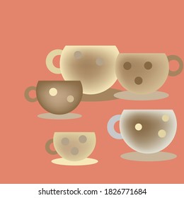 Abstract brown cups on a dark pink background.