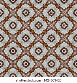 Abstract brown decorative islamic multicolor mosaic texture. Ornamental seamless pattern
