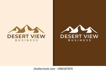 Abstract Brown Desert Mountain Logo Design. Simple Minimalist Vector Logo Illustration.