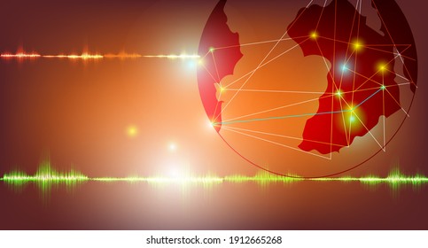 Abstract Brown digital communication technology background. Vector illustration