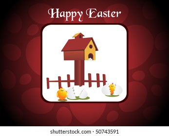 abstract brown easter egg background with house, broken eggs