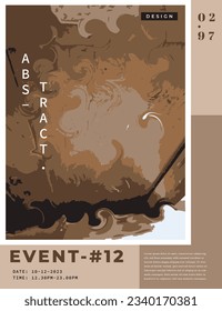 Abstract brown event poster design template copy space. Contemporary rough texture backdrop design. Modern aesthetic graphic element.