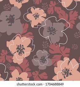 Abstract brown flowers pattern design