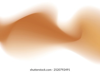 Abstract brown flowing wave, blurred gradient texture, isolate design element. Tan blurry swirl shape. Aesthetic nude beige shadow curl decoration.