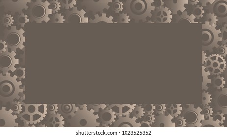Abstract brown gears frame background, vector illustration